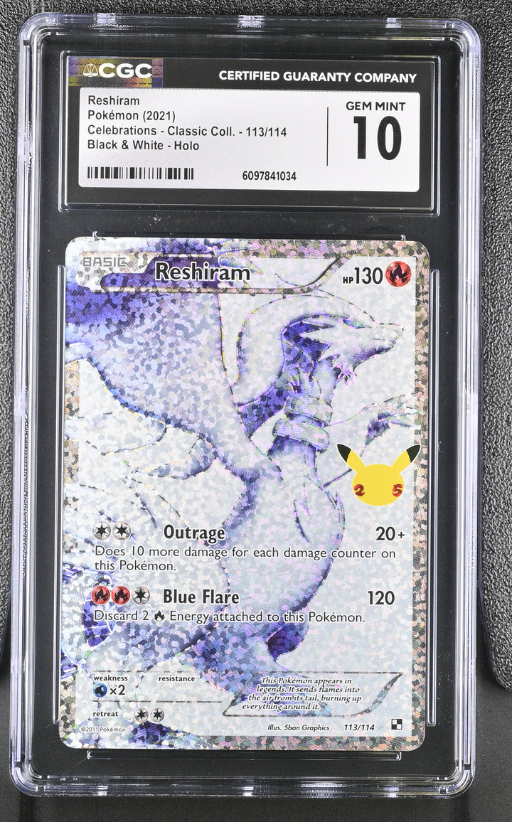 Pokemon 2021 Reshiram Celebrations Classic Coll 113/114 Black & White Holo CGC 10