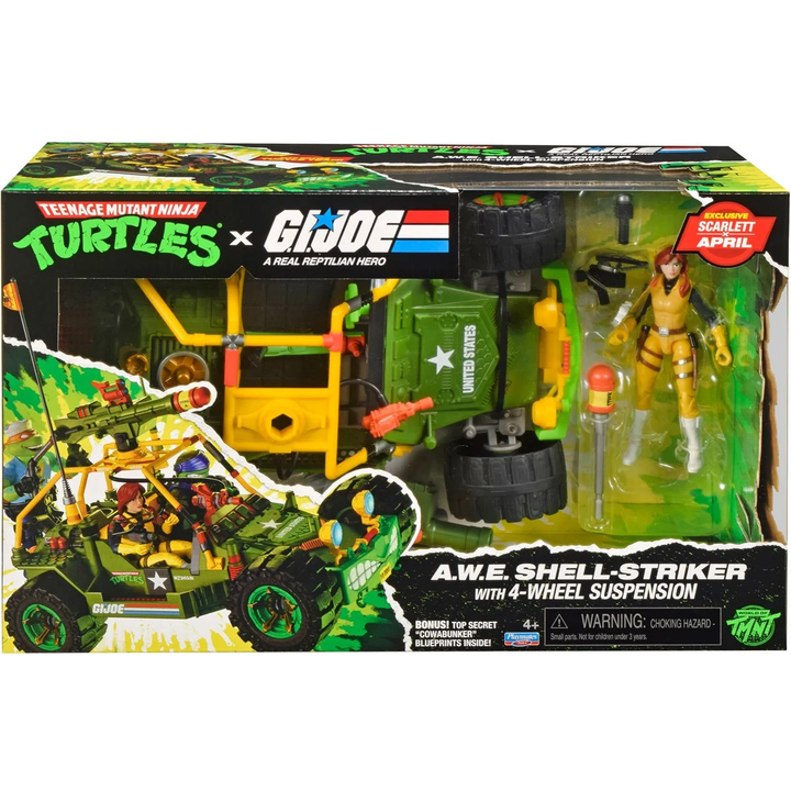 Teenage Mutant Ninja Turtles x G.I. Joe All-Weather and Environment (AWE) Shell-Striker Vehicle with Action Figure