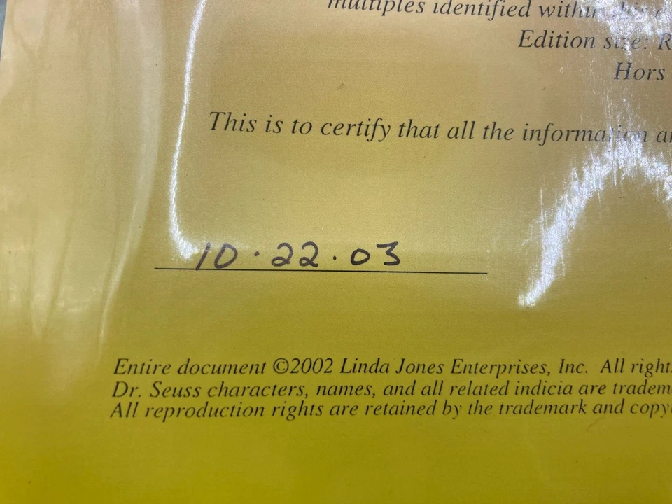 Grinch Stole Christmas Dr. Suess Candy Cane Caper Limited 52 of 100 & Certificate