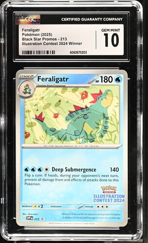 Pokemon 2025 Black Star Promos 213 Feraligatr Illustration Contest 2024 Winner CGC 10