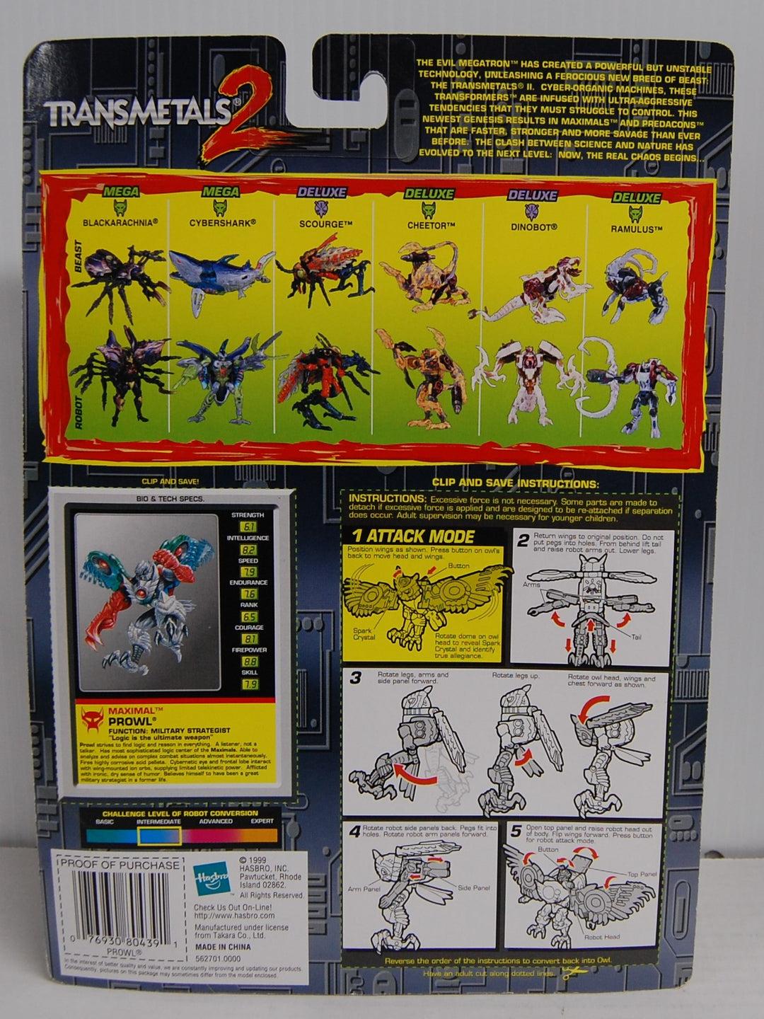 Transformers Beast Wars Deluxe Transmetal 2 Prowl Figure (Black Variant) 1999 Hasbro