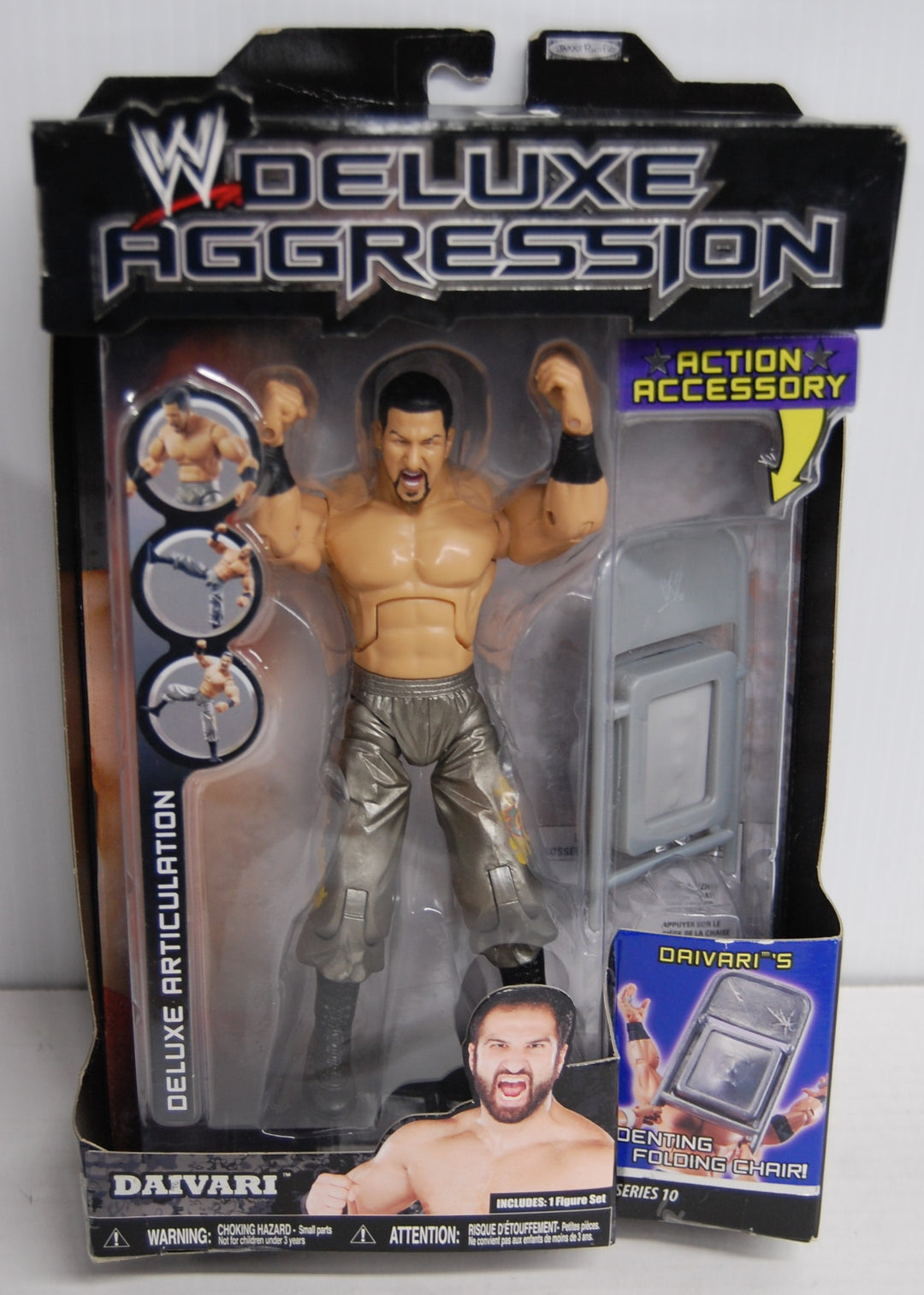 WWE Deluxe Aggression Daivari Figure w/ Denting Folding Chair 2007 Jakks