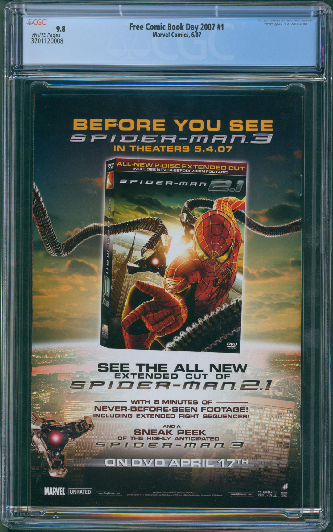 Free Comic Book Day 2007 #1 CGC 9.8