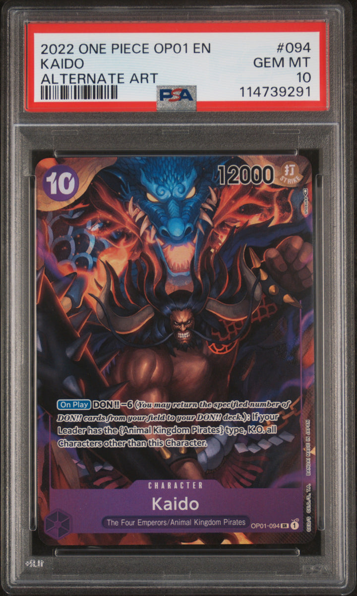 One Piece OP01 En Kaido Alternate Art #094 PSA 10
