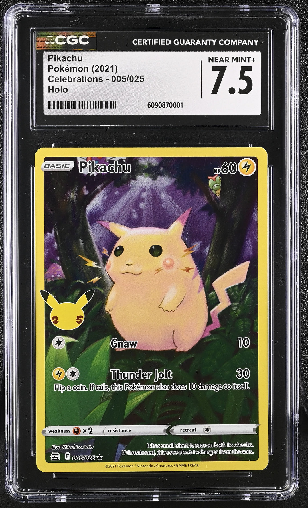 Pokemon 2021 Pikachu Celebrations 005/025 Holo CGC 7.5