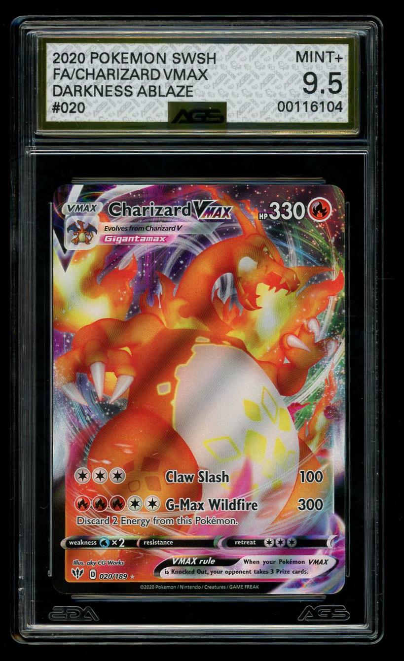 Pokemon 2020 SWSH FA/Charizard VMax #020 Darkness Ablaze AGS 9.5