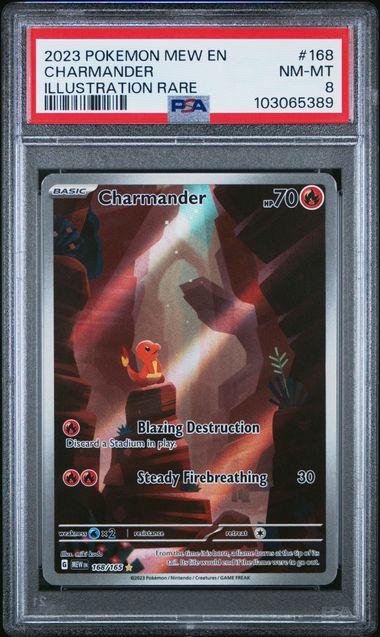 Pokemon 2023 Mew En #168 Charmander Illustration Rare PSA 8
