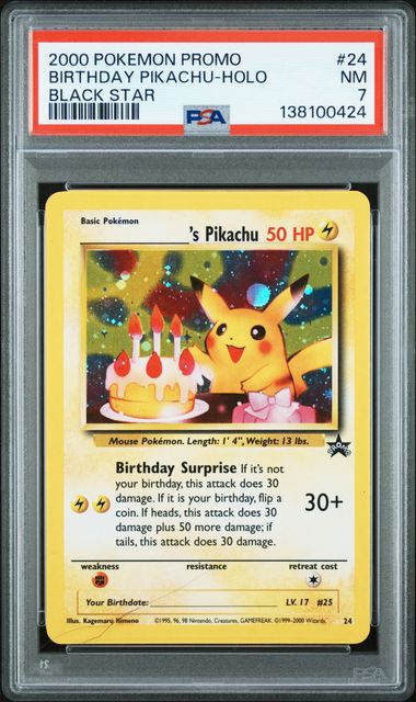 Pokemon 2000 Promo Black Star #24 Birthday Pikachu-Holo Black Star PSA 7