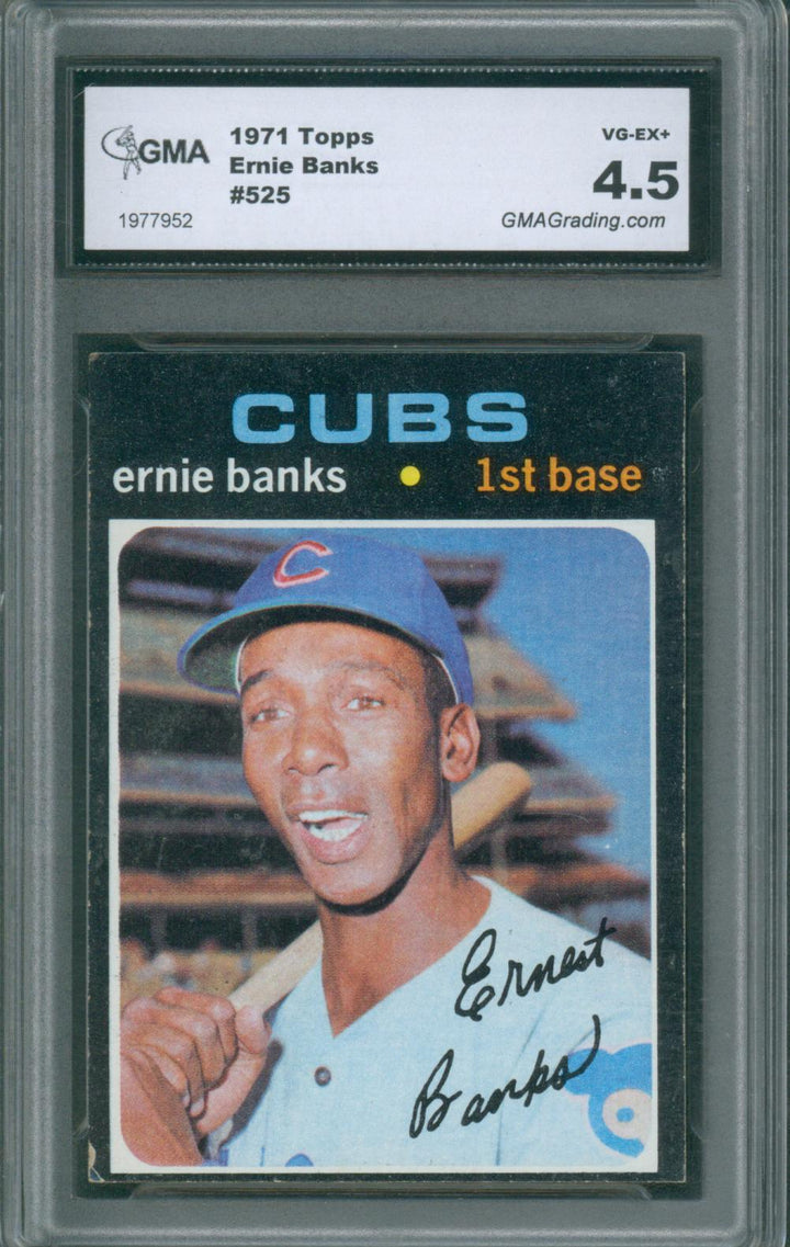 1971 Topps Baseball Ernie Banks #525 GMA 4.5 VG-EX+