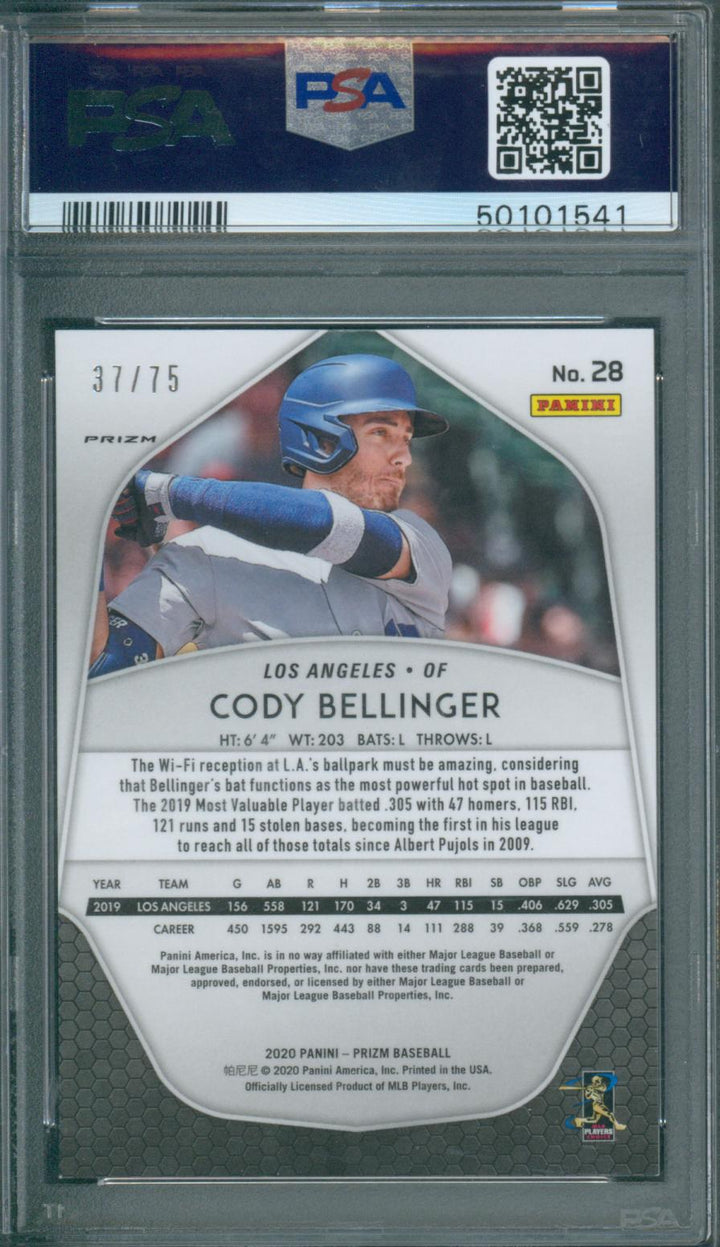 2020 Panini Prizm Baseball Cody Bellinger #28 PSA 9