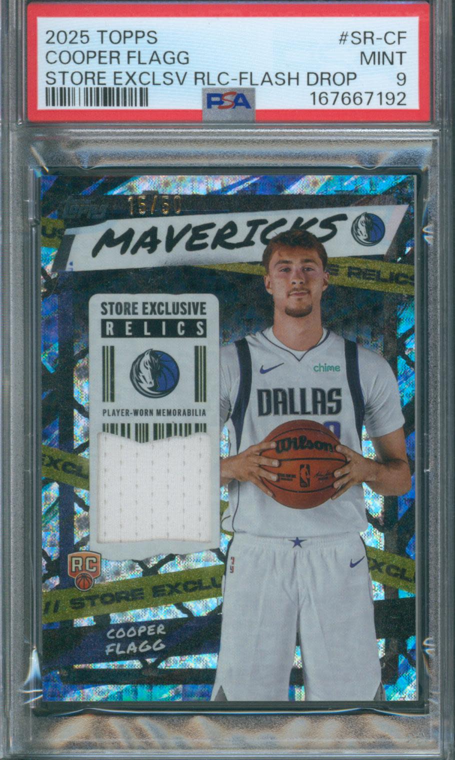 2025 Topps Basketball Cooper Flagg #SR-CF Store Exclusive Relic Flash Drop PSA 9 Mint
