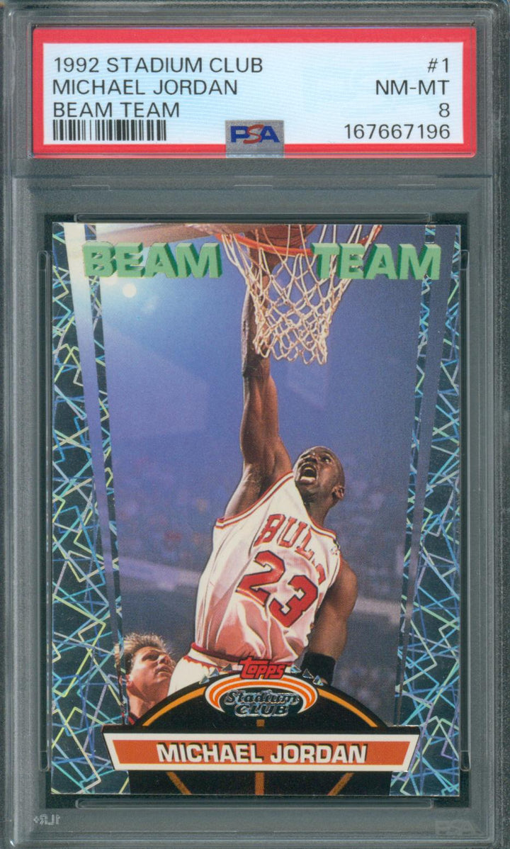 1992 Stadium Club Basketball Michael Jordan #1 Beam Team PSA 8 NM-MT