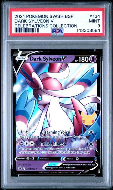 Pokemon 2021 SWSH BSP - #134 Dark Sylveon V - Celebrations Collection PSA 9