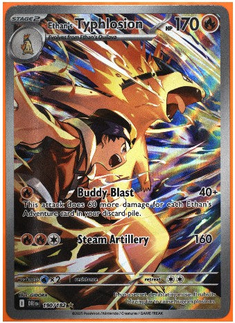 Pokemon 2025 SV Destined Rivals #190/182 Ethan's Typhlosion Illustration Rare TAG 9