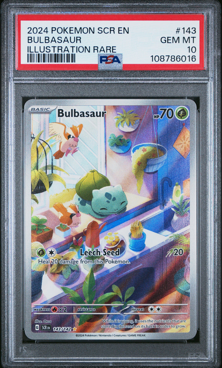 2024 Pokemon Scr En Bulbasaur Illustration Rare #143 PSA 10