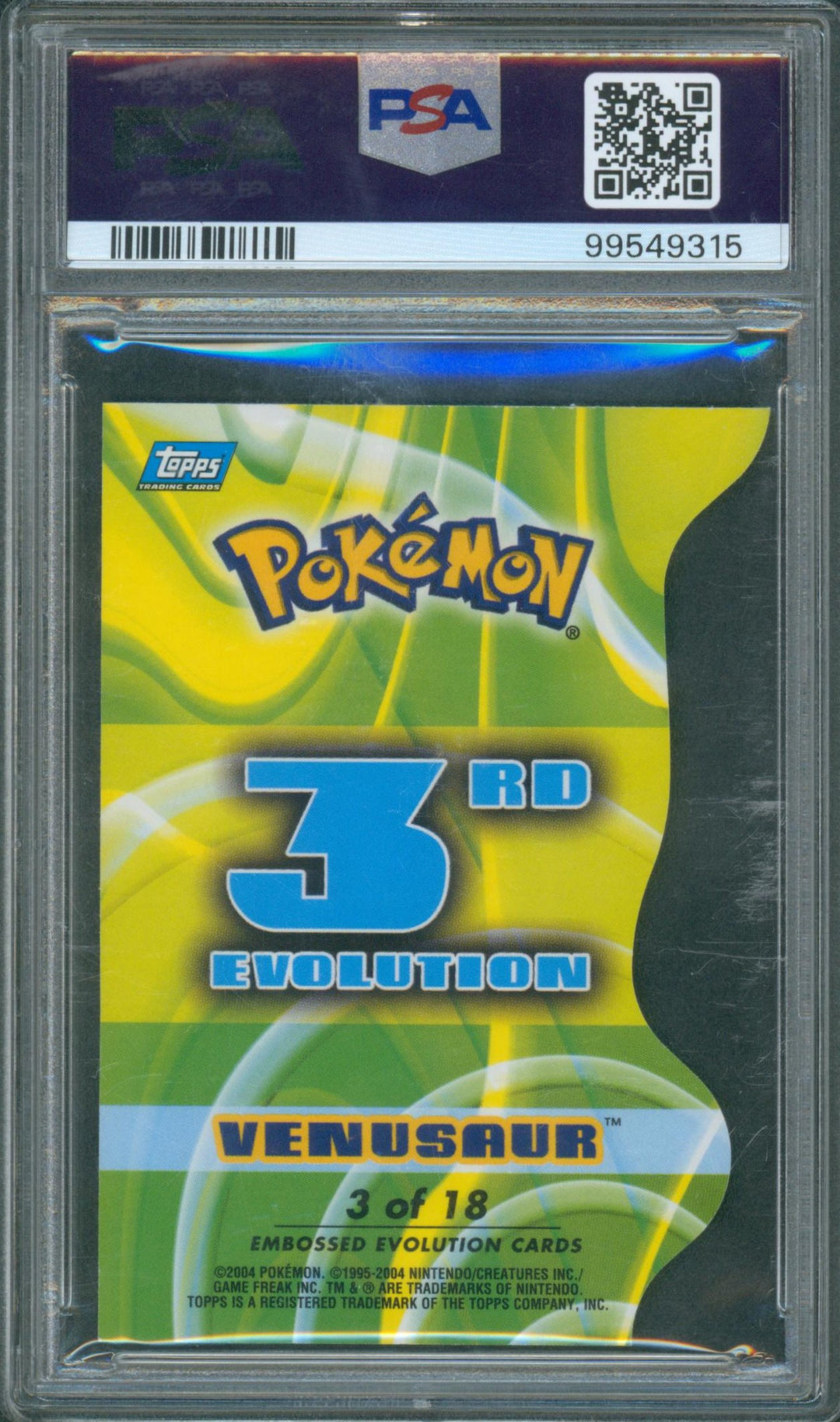 Pokemon 2004 Topps #3 Venusaur - Advanced Challenge Evolution Die-Cuts PSA 8