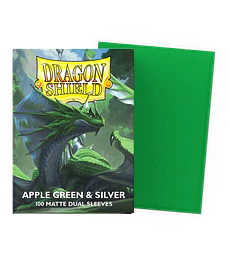 Dragon Shield Card Sleeves - Dual Matte: Apple Green & Silver (100 Ct)
