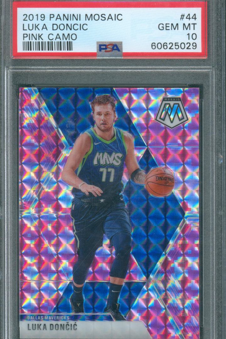2019 Panini Mosaic Basketball Luka Doncic #44 Pink Camo Prizm PSA 10 GEM MT