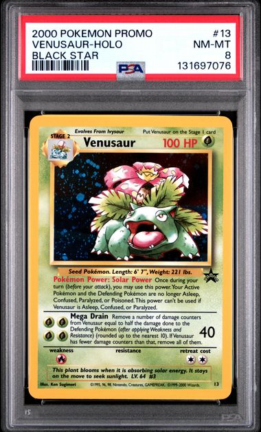 Pokemon 2000 Promo Black Star #13 Venusaur-Holo Black Star PSA 8