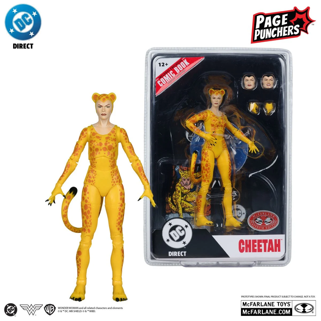 DC Direct Page Punchers Wave 10  Cheetah ( Crisis on Infinite Earths) Red Platinum 7-Inch Scale Action Figure with Comic Book