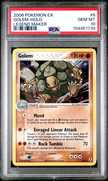 Pokemon 2006 Ex Legend Maker Golem-Holo #6 PSA 10