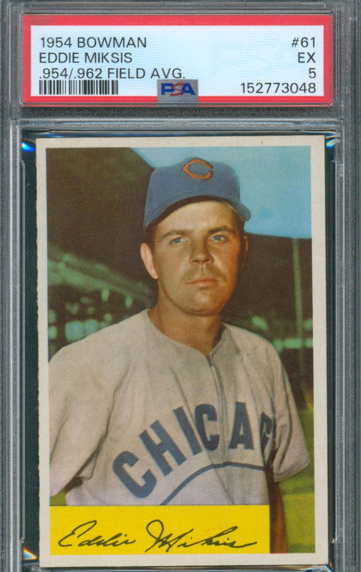 1954 Bowman Baseball Eddie Miksis #61 PSA 5 EX
