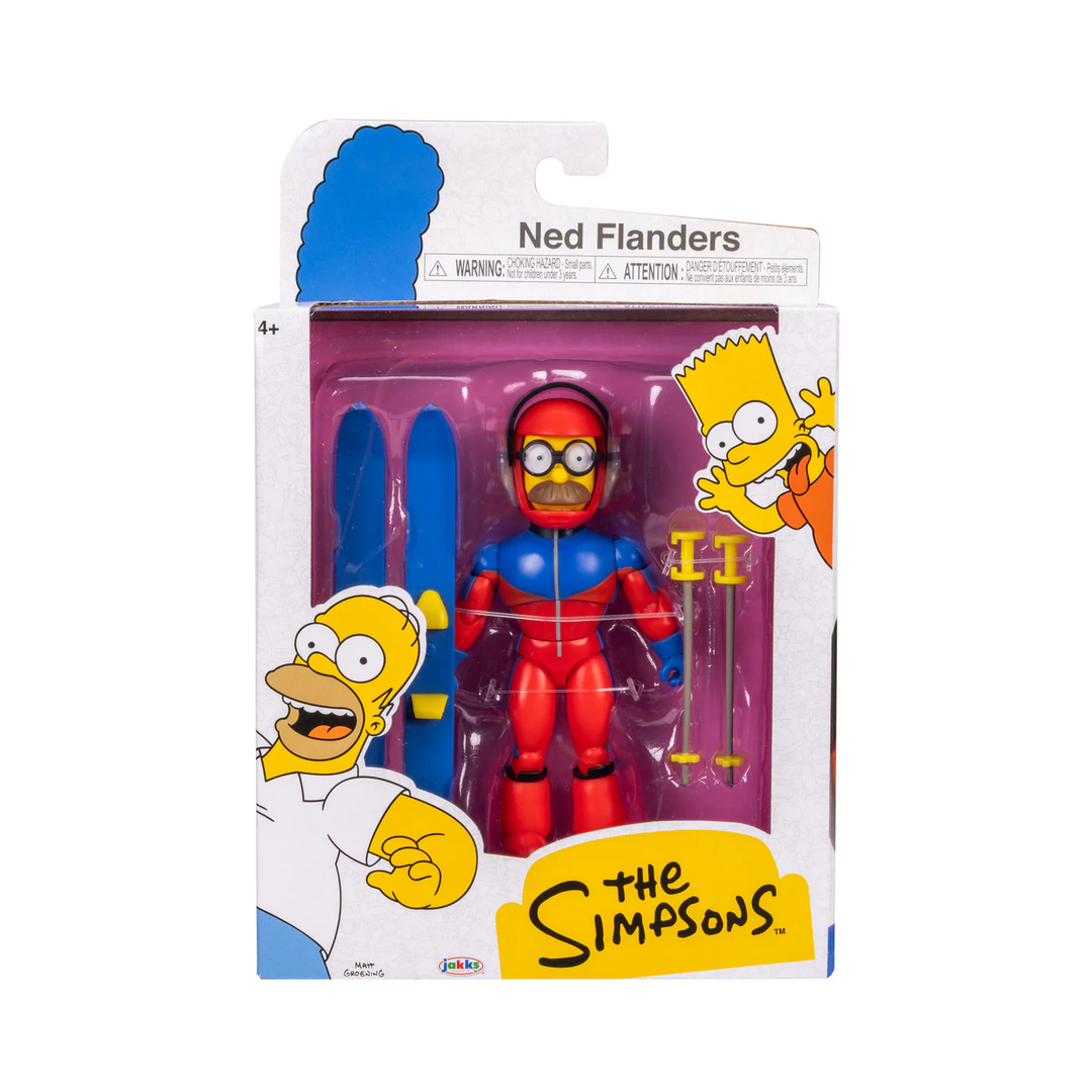 The Simpsons Wave 6  Ned Flanders with Ski Outfits and Poles 5in Figure