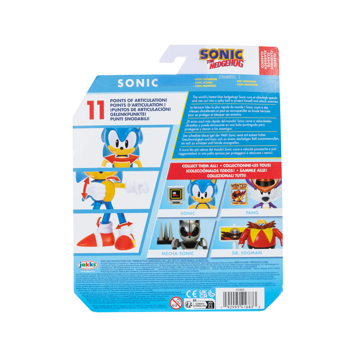 Sonic The Hedgehog Wave 19 Classic Sonic with Monitor 4in Figure