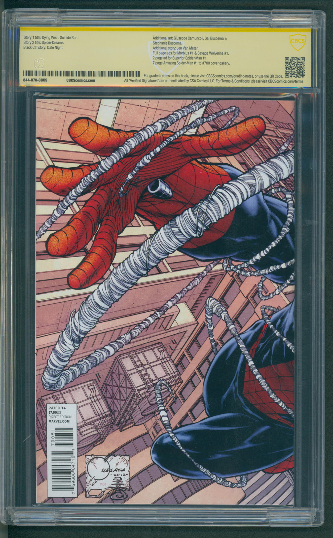 Amazing Spider-Man #700 CBCS 9.8 Signed by Stan Lee