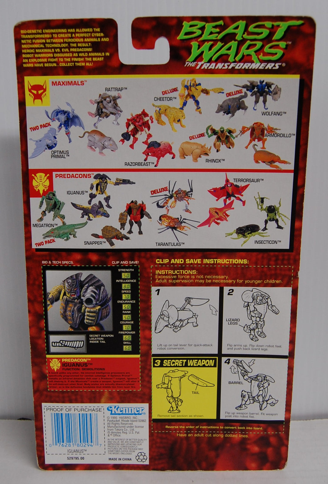 Transformers Beast Wars Iguanus Figure 1995 Kenner