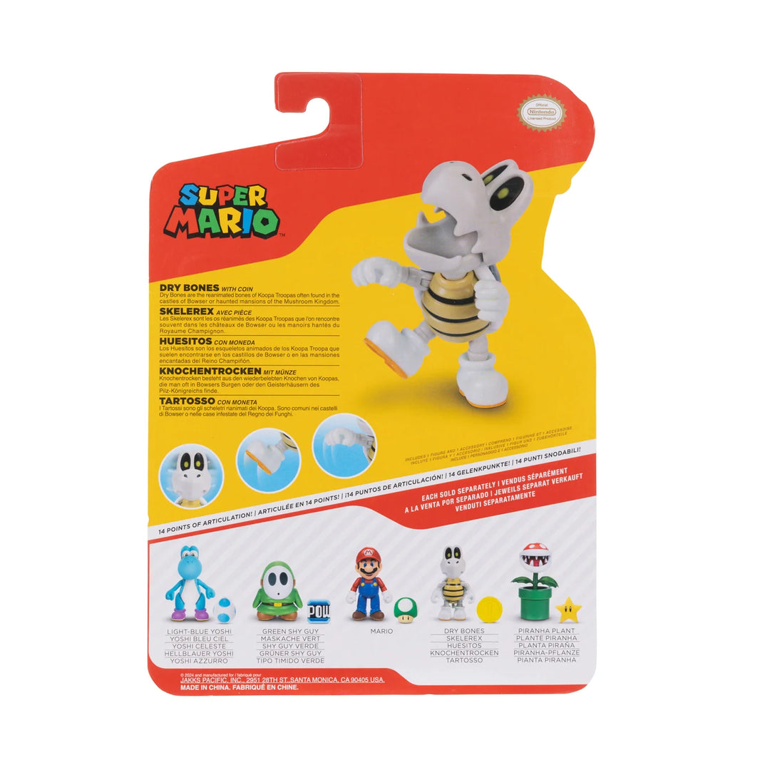 Super Mario Wave 40 Dry Bones w/ Coin 4in Figure