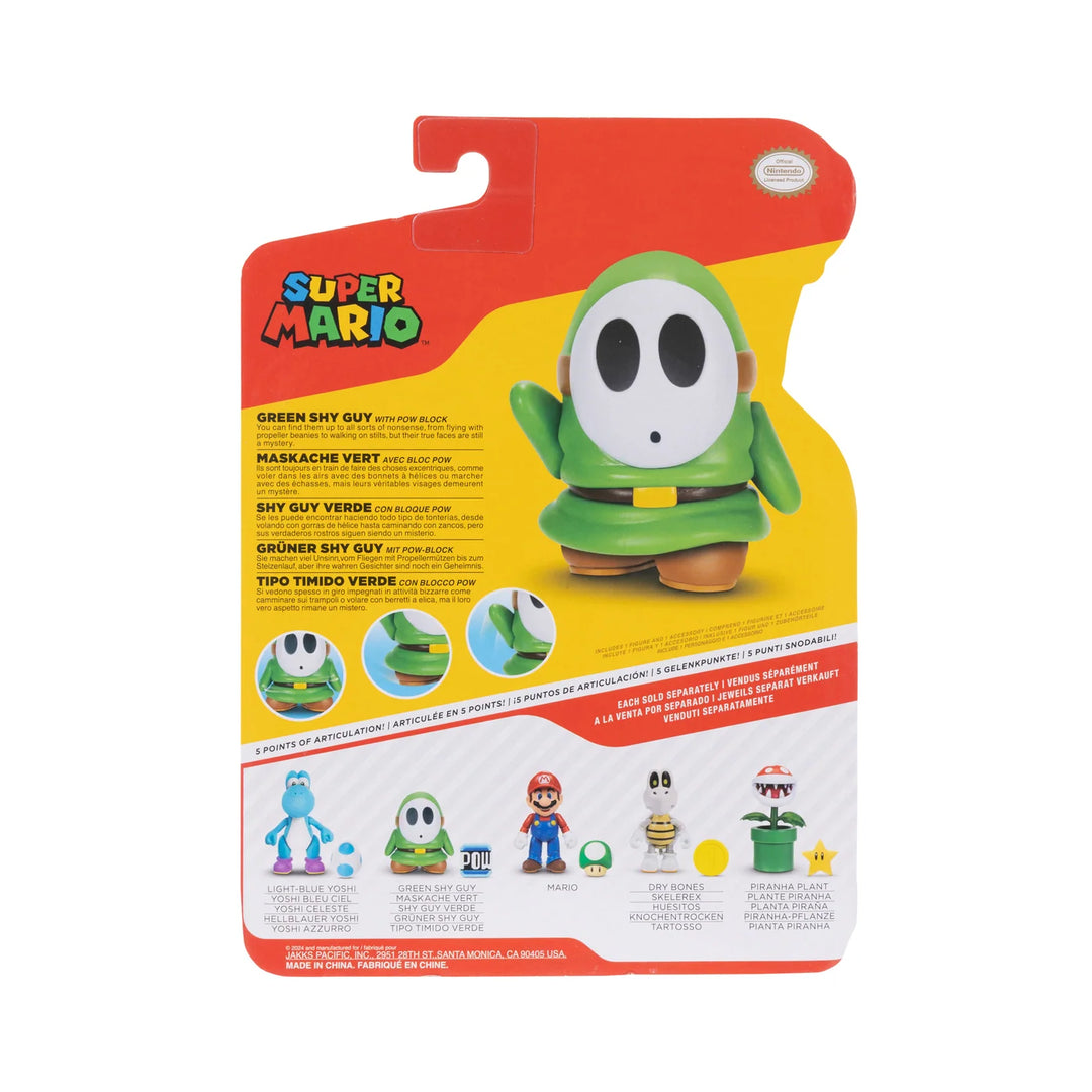 Super Mario Wave 40 Green Shy Guy w/ Pow Block 4in Figure