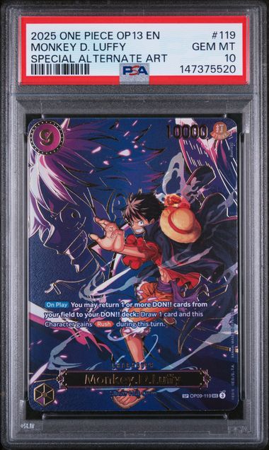 2025 One Piece OP13 En #119 Monkey D. Luffy Special Alternative Art PSA 10