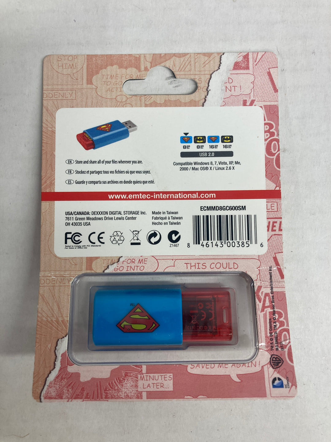 Emtec 8GB Limited Edition Superman USB 2.0 Flash Drive - Sealed