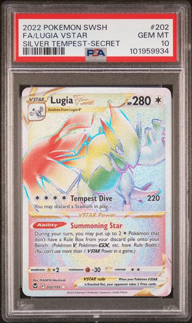 Pokemon 2022 SwSh #202 FA/Lugia VStar Silver Tempest-Secret PSA 10