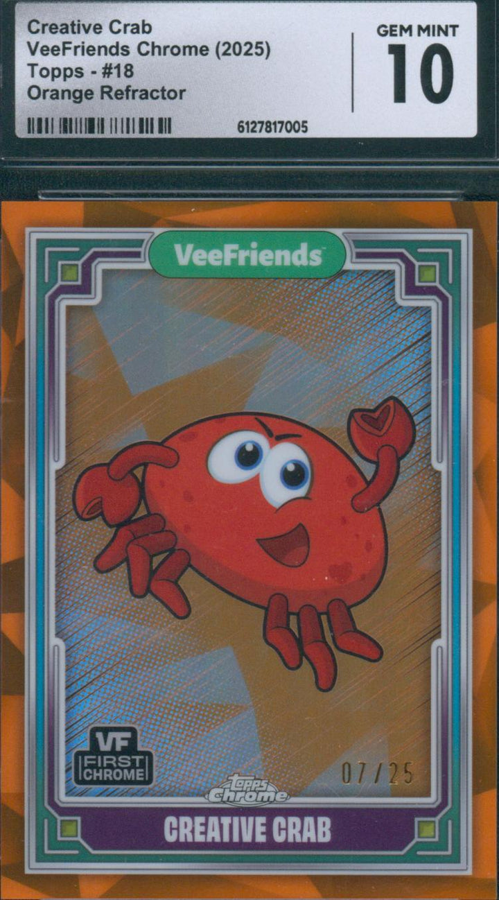 2025 Topps Chrome VeeFriends Creative Crab #18 Orange Refractor CGC GM 10