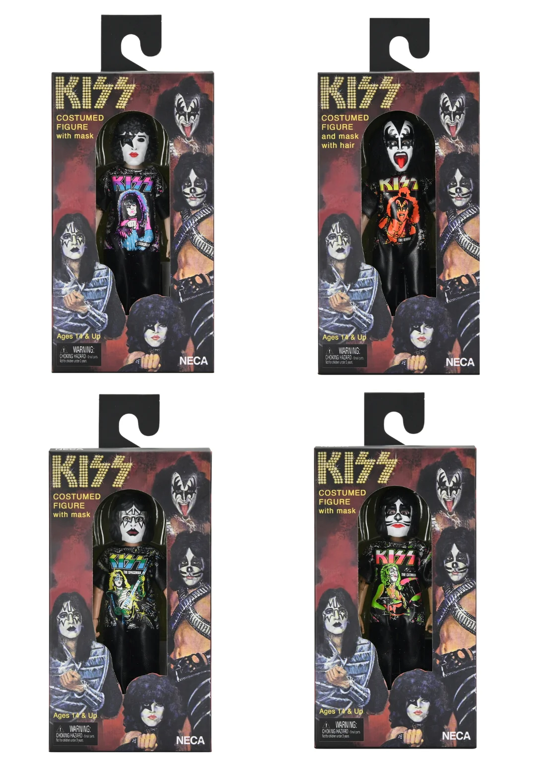 KISS x Ben Cooper Costume Kids Collection - The Starchild, The Demon, The Spaceman & The Catman Costumed Action Figure Bundle