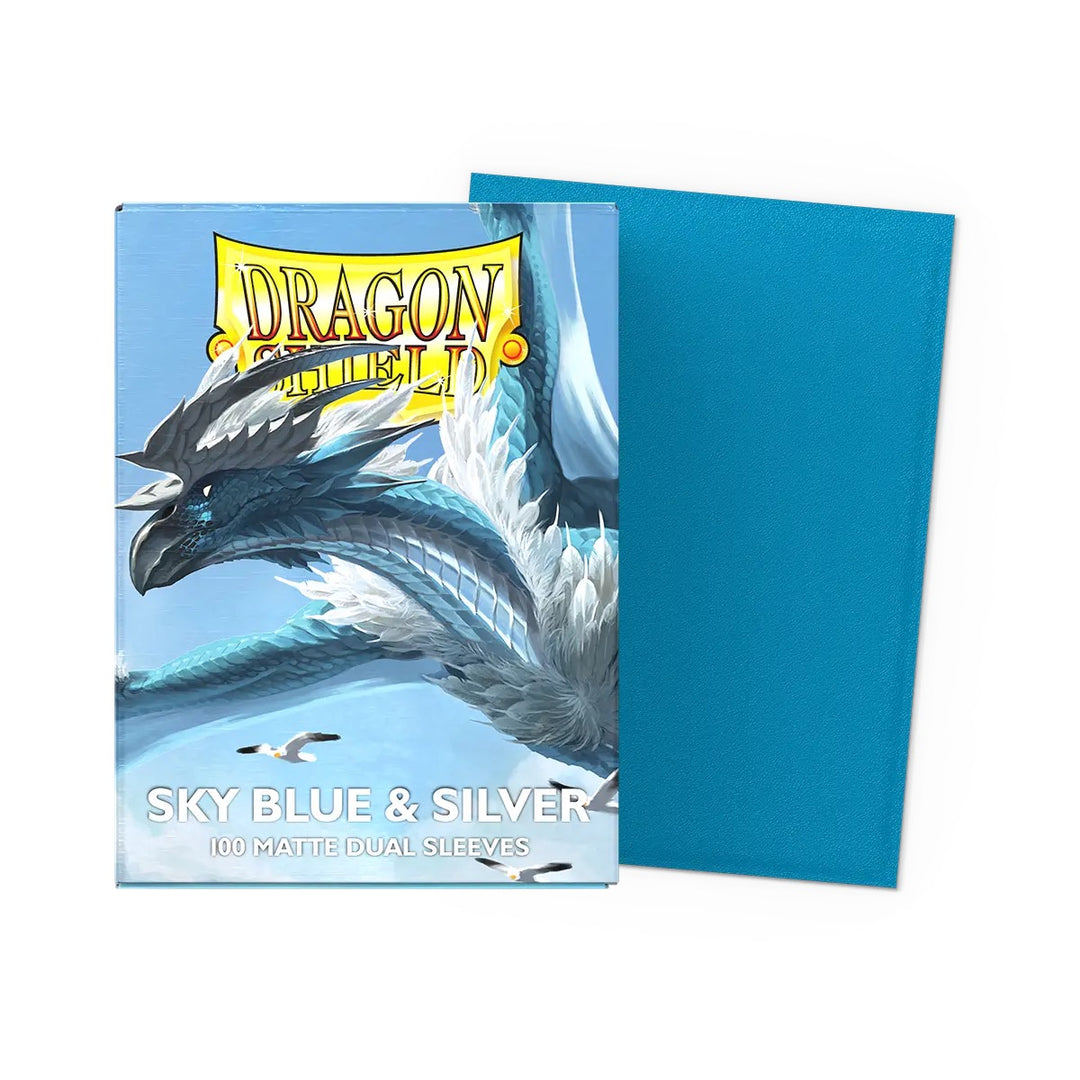 Dragon Shield Card Sleeves - Dual Matte: Sky Blue & Silver (100 Ct)
