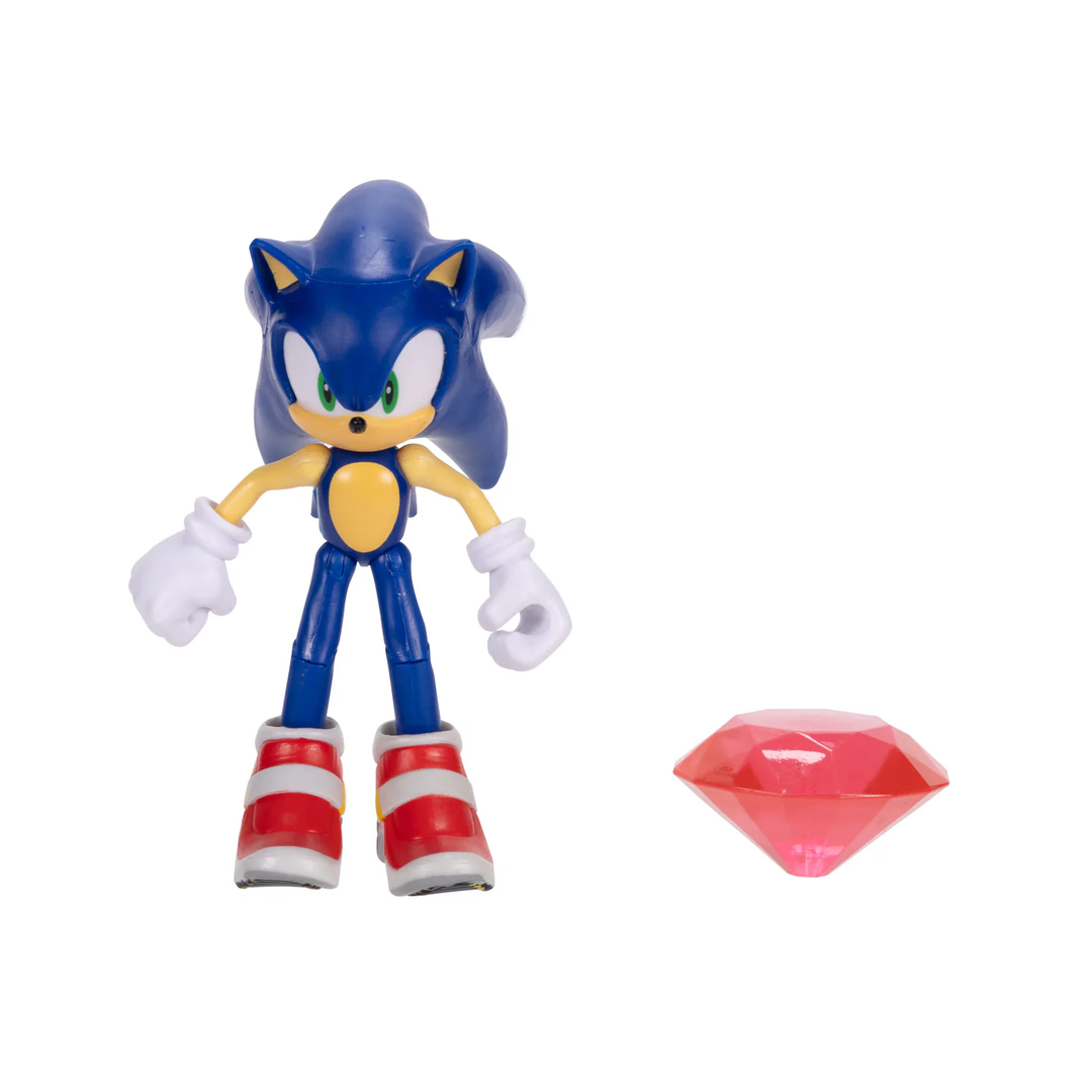 Sonic The Hedgehog Wave 20 Modern "Grind Shoes: Sonic w/ Red Chaos Emerald 4in Figure