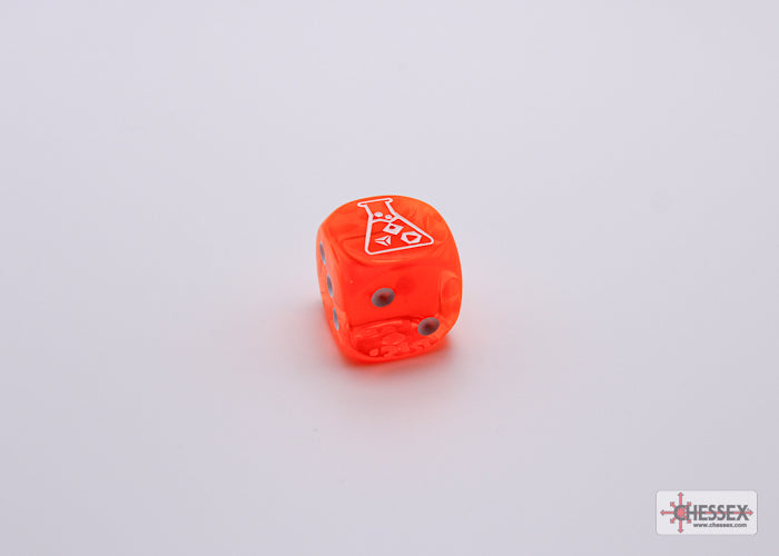 7-Die Set Translucent: Neon Orange/White w/ Bonus Die