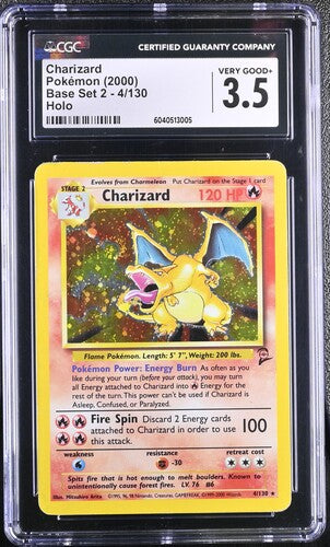 Pokemon 2000 Base Set 2 Charizard 4/130 Holo CGC 3.5