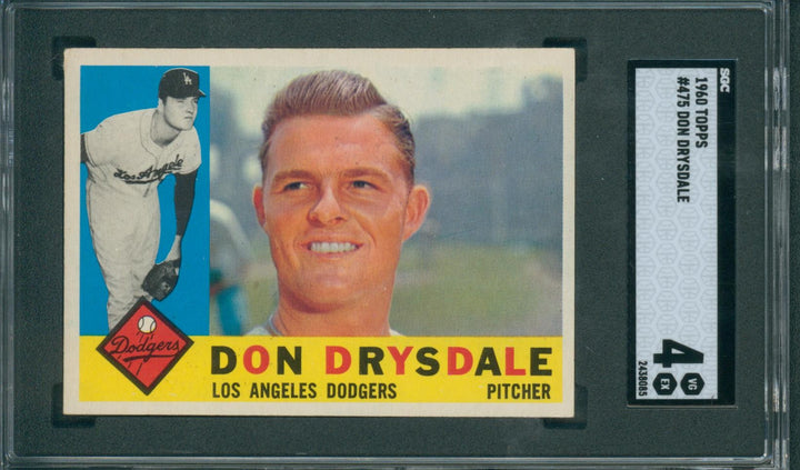 1960 Topps Baseball Don Drysdale #475 SGC 4