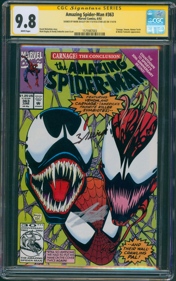 Amazing Spider-Man #363 CGC Signature Series 9.8 - Mark Bagley & Stan Lee