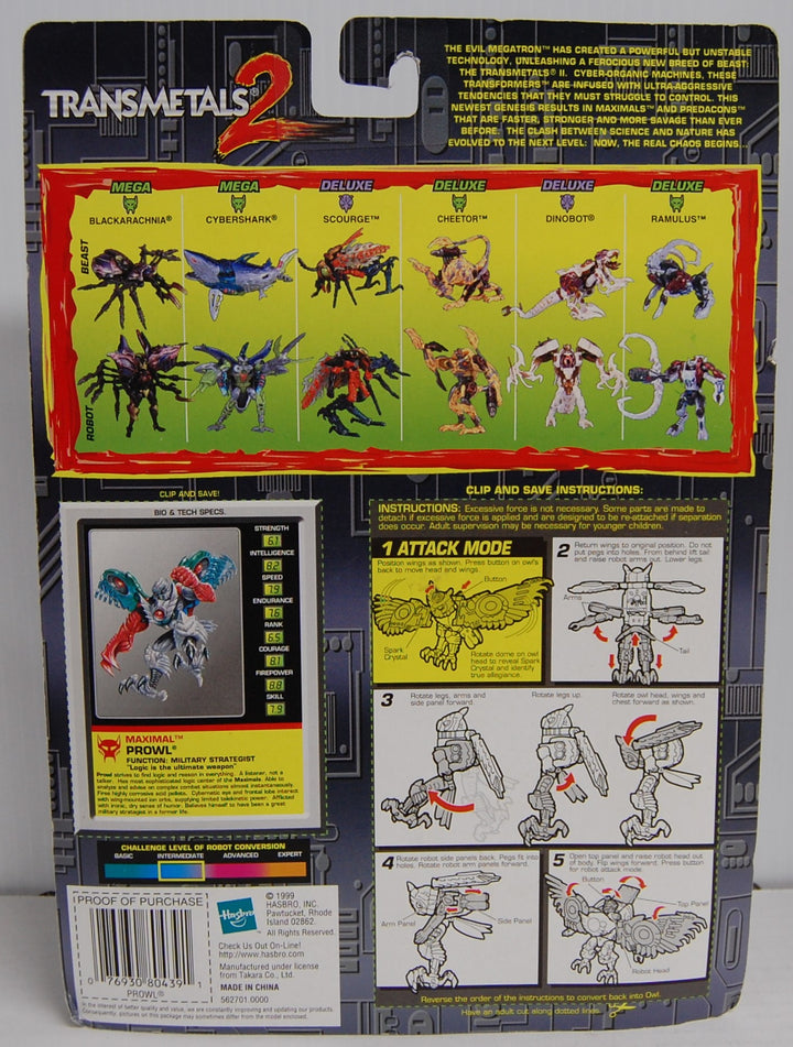 Transformers Beast Wars Deluxe Transmetal 2 Prowl Figure (White Variant) 1999 Hasbro
