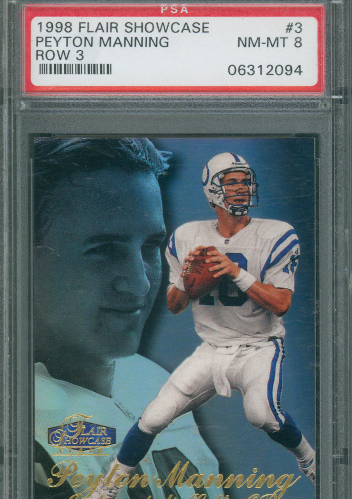 1998 Fleer Flair Showcase Football Peyton Manning #3 Row 3 PSA 8 NM-MT