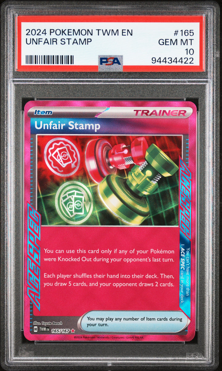 Pokemon 2024 TWM En-Twilight Masquerade #165 Unfair Stamp PSA 10