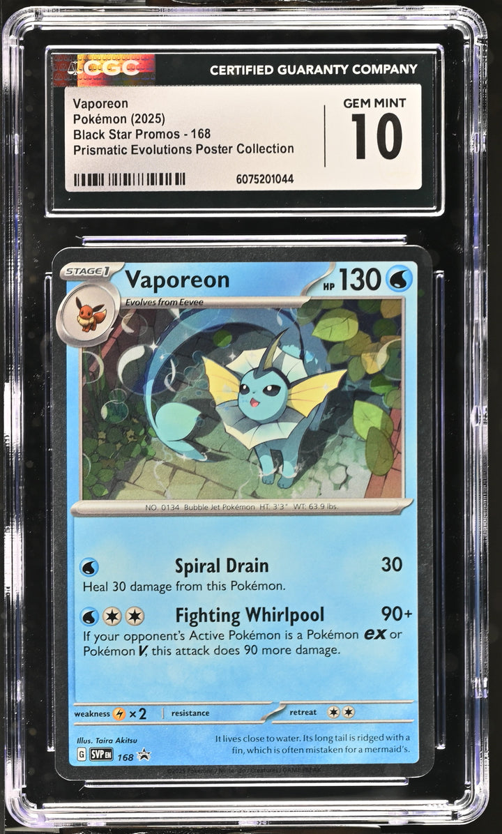 Pokemon 2025 Vaporeon Black Star Promos 168 Prismatic Evolutions Poster Coll. CGC 10