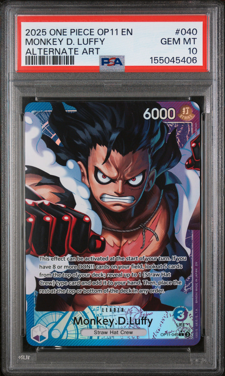 One Piece 2025 OP11 En Monkey D. Luffy Alternate Art #40 PSA 10