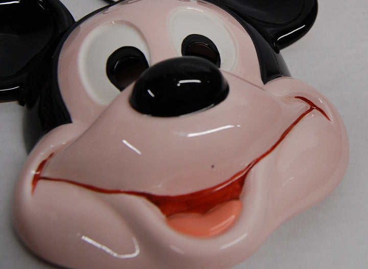 1980s Mickey Mouse Face - 8" Ceramic Hanging Wall Art / Mask - Hand Painted - RO Japan