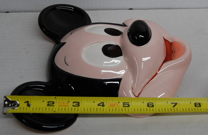 1980s Mickey Mouse Face - 8" Ceramic Hanging Wall Art / Mask - Hand Painted - RO Japan